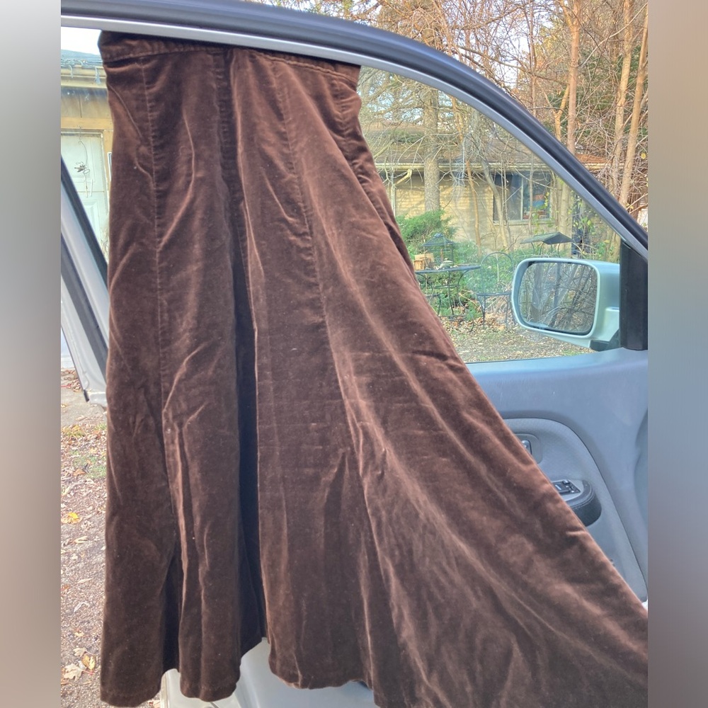 Dark Brown Velvet Midi Skirt ~ Vintage